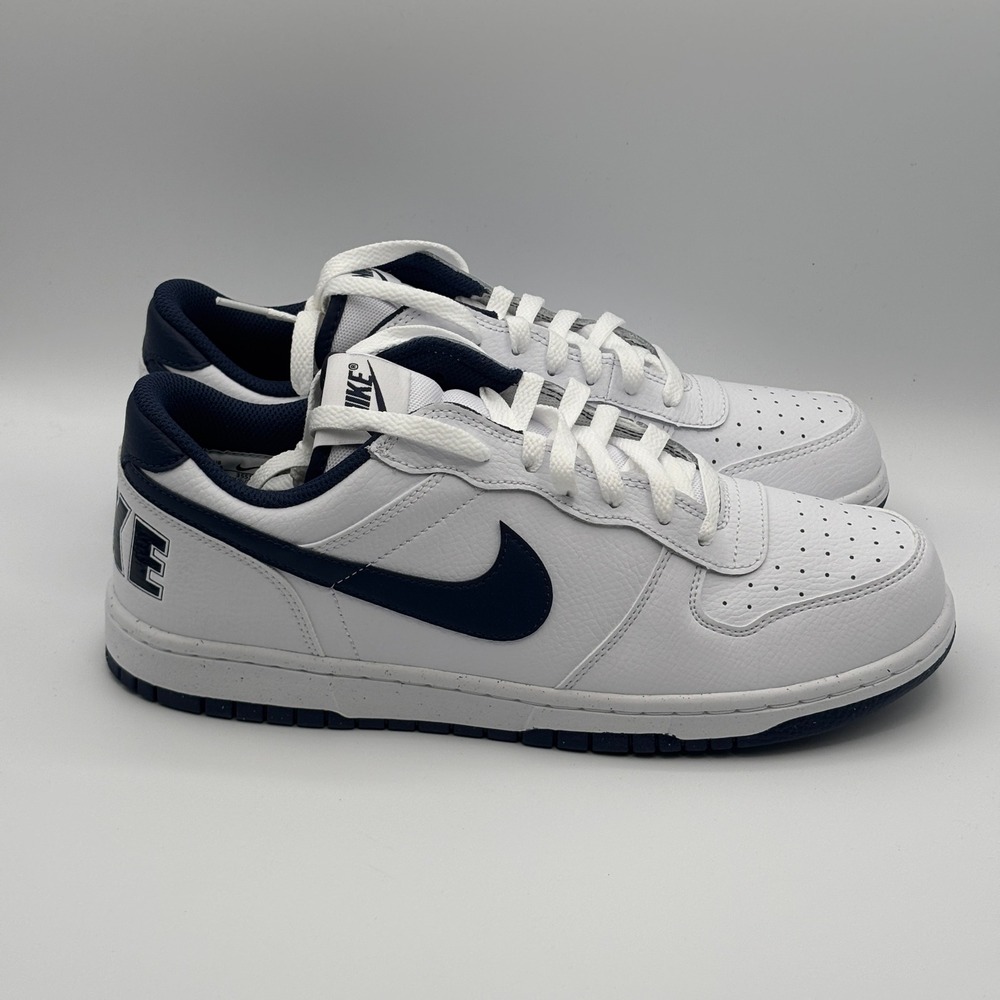 Nike Big Nike Low Shoes Mens Size 10.5 White Midnight Navy Basketball 355152-140